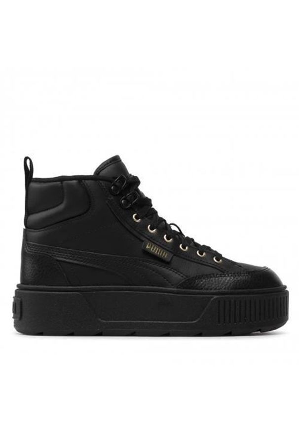 Buty do chodzenia damskie Puma Karmen Mid. Wysokość cholewki: za kostkę. Zapięcie: sznurówki. Kolor: czarny. Materiał: materiał, syntetyk, guma. Szerokość cholewki: normalna. Sport: turystyka piesza