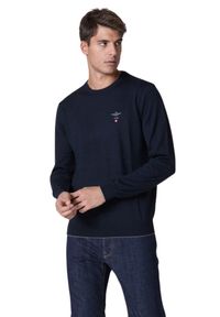 Aeronautica Militare - AERONAUTICA MILITARE Granatowy sweter męski Merino, Rozmiar XXL. Kolor: niebieski