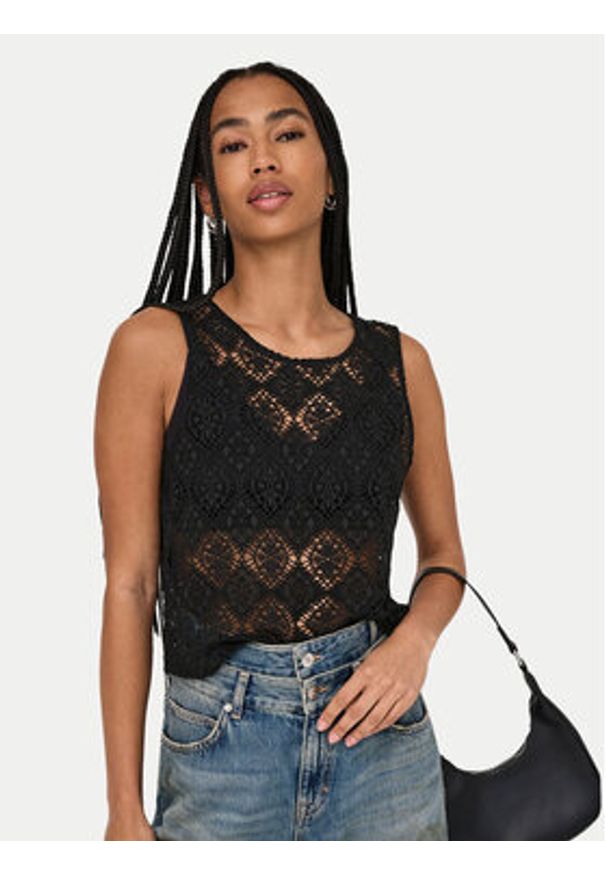 JDY Top Eva 15351499 Czarny Regular Fit. Kolor: czarny. Materiał: syntetyk