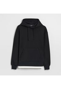 House - Gładka bluza z kapturem loose fit czarna - Czarny. Typ kołnierza: kaptur. Kolor: czarny. Wzór: gładki