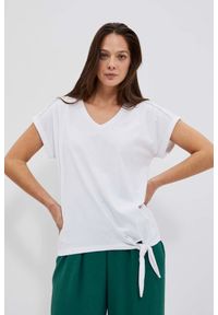 MOODO - T-shirt z wiązaniem biały. Kolor: biały. Materiał: bawełna #1