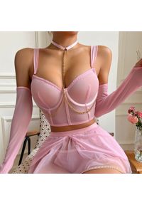 Intica - Komplet bielizny gładkiej z subtelnymi wykończeniami Suvikki. Kolor: różowy. Materiał: materiał. Wzór: gładki #3