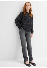 bonprix - Bluzka szyfonowa z marszczoną stójką. Typ kołnierza: kołnierzyk stójkowy. Kolor: czarny. Materiał: szyfon. Styl: elegancki #2