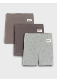 Sinsay - Krótkie legginsy z prążkowanej dzianiny z ozdobną naszywką 3 pack - szary. Kolor: szary. Materiał: dzianina, prążkowany. Długość: krótkie. Wzór: aplikacja