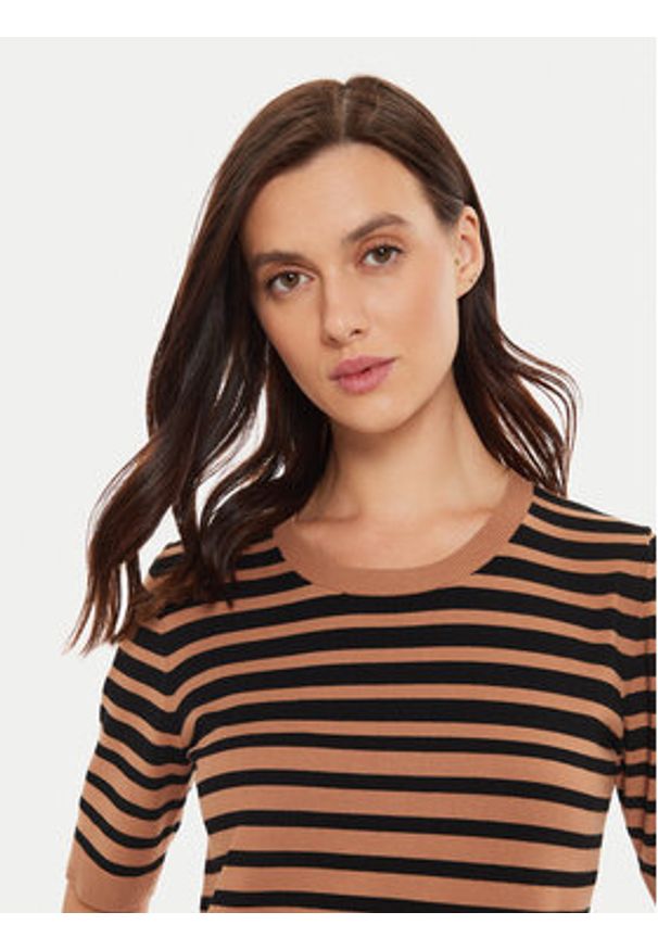 Sisley Sweter 17Q3M1052 Brązowy Regular Fit. Kolor: brązowy. Materiał: wiskoza