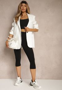 Renee - Czarne Casualowe Legginsy z Bawełny High Waist o Długości 3/4 Grefea. Okazja: na co dzień. Stan: podwyższony. Kolor: czarny. Materiał: bawełna. Sezon: lato. Styl: casual