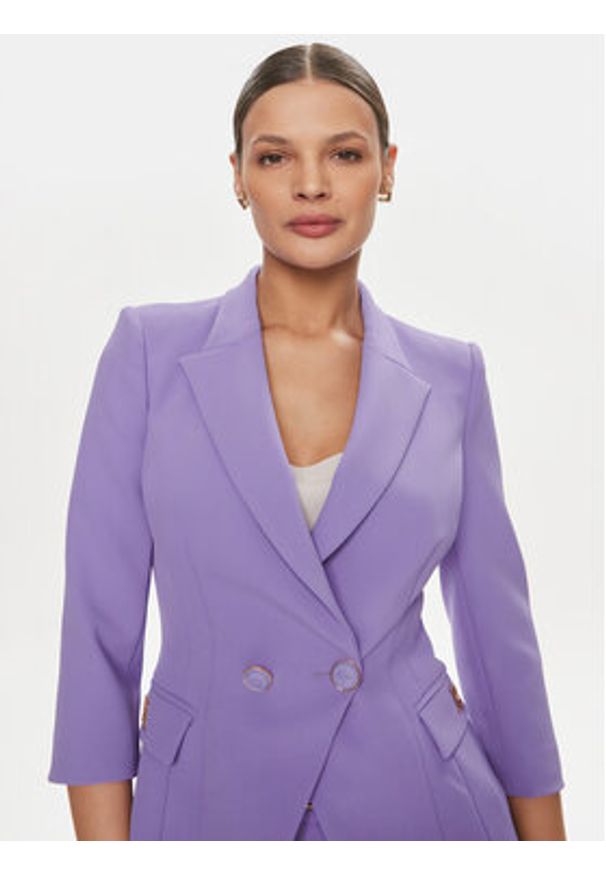 Elisabetta Franchi Marynarka GI-T61-41E2-V580 Fioletowy Regular Fit. Kolor: fioletowy. Materiał: syntetyk
