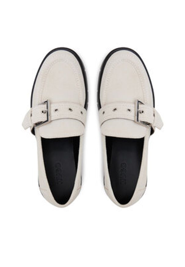 Hugo - HUGO Loafersy 50541731 Écru. Materiał: skóra, zamsz