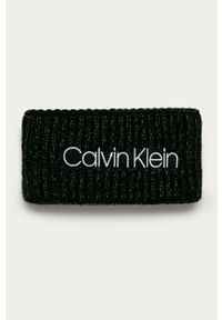 Calvin Klein - Opaska. Kolor: czarny. Materiał: wełna, dzianina, akryl. Wzór: aplikacja #1