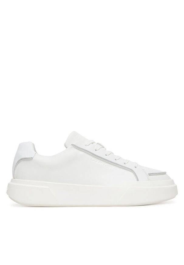 Calvin Klein Sneakersy Chunky Cupsole Lace Up Lth Pinch YM0YM01454 Biały. Kolor: biały. Materiał: skóra