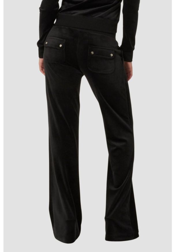 Juicy Couture - JUICY COUTURE Czarne spodnie dresowe damskie Layla Low Rise, Rozmiar XS. Kolor: czarny. Materiał: dresówka