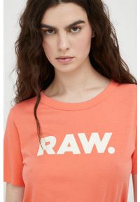 G-Star RAW - G-Star Raw t-shirt bawełniany. Okazja: na co dzień. Kolor: pomarańczowy. Materiał: bawełna. Długość rękawa: krótki rękaw. Długość: krótkie. Wzór: nadruk. Styl: casual #3