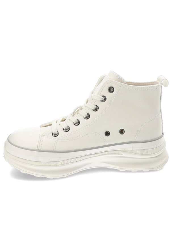 Big-Star - Białe Sneakersy Big Star Obuwie Na Platformie. Okazja: na co dzień, na spacer. Kolor: biały. Materiał: guma, skóra ekologiczna. Obcas: na platformie. Sport: turystyka piesza