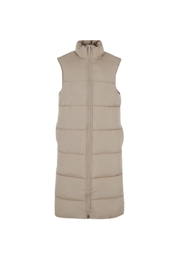 Urban Classics - Damska Długa Kamizelka Puchowa. Kolor: beżowy. Materiał: puch. Długość: długie. Sport: turystyka piesza