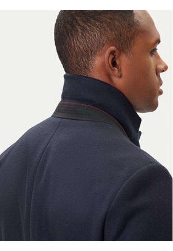 Hugo - HUGO Płaszcz wełniany Migor2541 50546528 Granatowy Slim Fit. Kolor: niebieski. Materiał: wełna