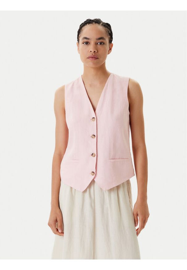 United Colors of Benetton - United Colors Of Benetton Kamizelka 2AGHDJ00G Różowy Slim Fit. Kolor: różowy. Materiał: len