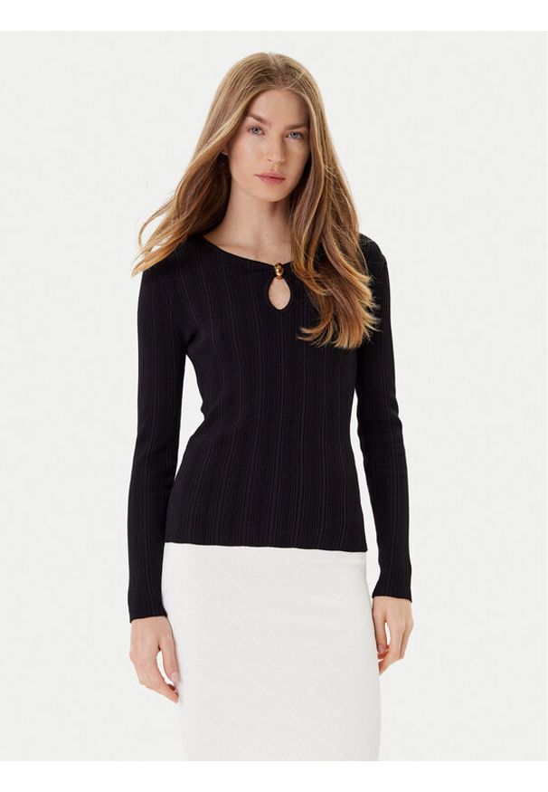 Marciano Guess Sweter 5YGR29 5875Z Czarny Slim Fit. Kolor: czarny. Materiał: wiskoza