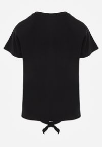 Renee - Czarny Bawełniany T-shirt Wiązany u Dołu Sunalina. Okazja: na co dzień. Kolor: czarny. Materiał: bawełna. Styl: casual #7