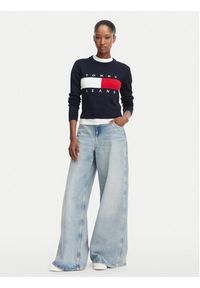 Tommy Jeans Sweter Flag DW0DW22930 Granatowy Regular Fit. Kolor: niebieski. Materiał: bawełna #4