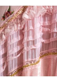 GADO GADO - Różowa spódnica maxi. Kolor: różowy, wielokolorowy, fioletowy. Materiał: bawełna, koronka. Wzór: aplikacja, haft. Styl: boho #4