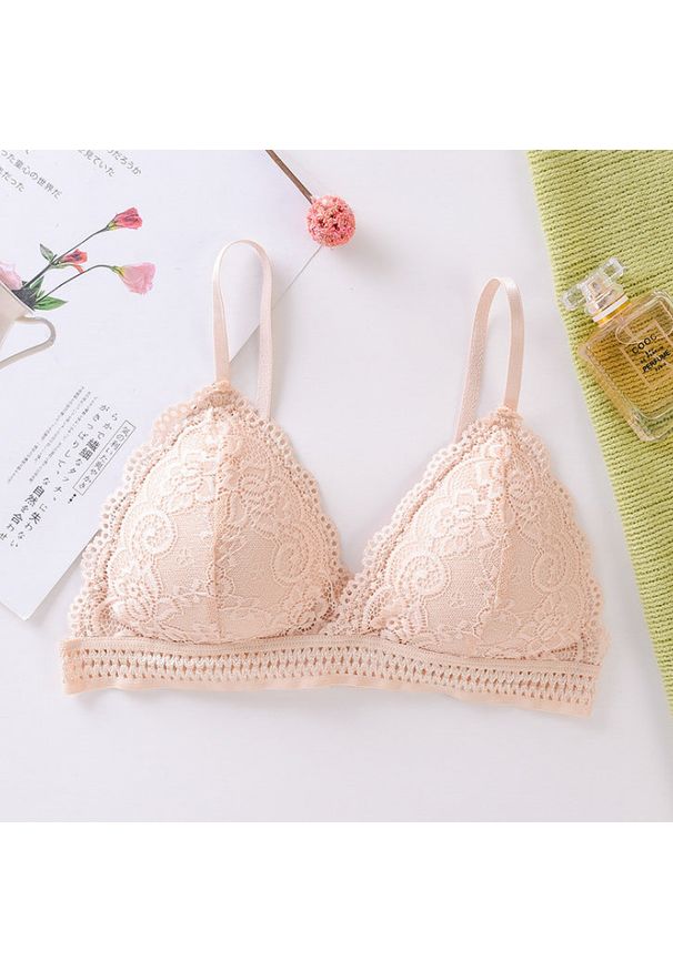 Intica - Koronkowa braletka z regulowanymi ramiączkami Judye. Kolor: beżowy. Materiał: koronka. Wzór: koronka