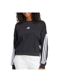 Adidas - Bluza damska adidas Sportswear Essentials 3-Stripes French Terry JE0016 - czarna. Kolor: czarny. Materiał: poliester, wiskoza, bawełna. Styl: klasyczny #1