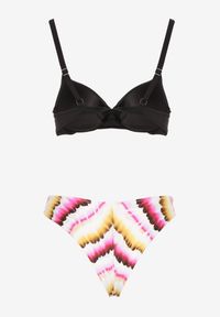 Renee - Czarno-Różowe Bikini Majtki Figi Ozdobione Nadrukiem i Biustonosz Natinalia. Kolor: czarny. Wzór: aplikacja, nadruk #6