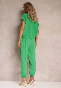Renee - Zielony 2-częściowy Komplet z Bluzką i Spodniami Ezrala. Kolor: zielony. Wzór: aplikacja #4