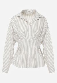 Renee - Zielona Taliowana Koszula z Bawełną i Baskinką w Paski Sewtela. Okazja: na co dzień. Kolor: zielony. Materiał: bawełna. Wzór: paski. Styl: casual #6