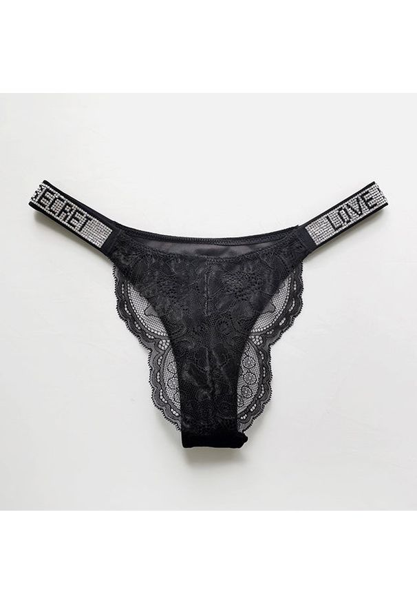 Intica - Bikini koronkowe z elastycznym wykończeniem czarne Barteldina. Kolor: czerwony. Materiał: koronka. Wzór: koronka