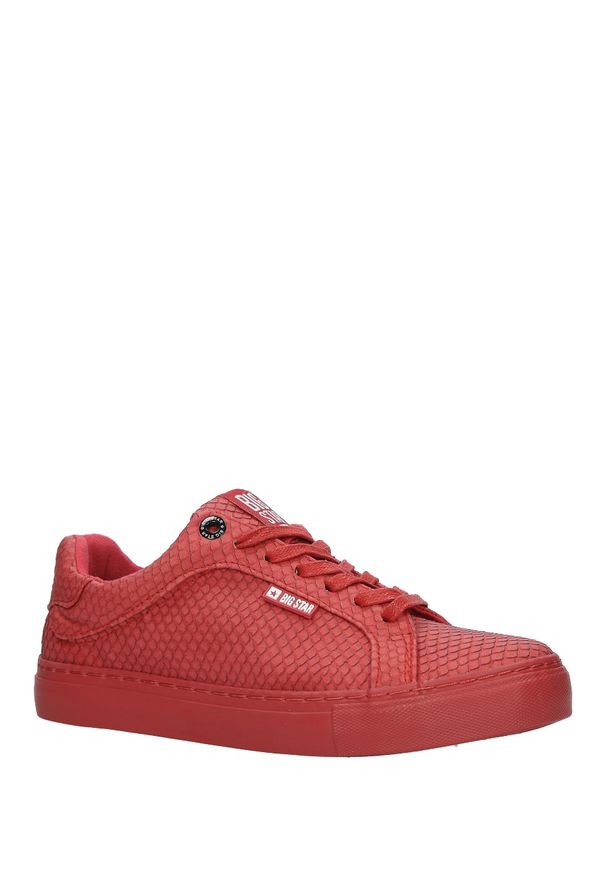 Big-Star - Czerwone trampki sznurowane wzór wąż big star bb274724. Kolor: czerwony