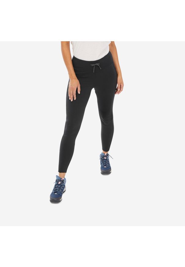 quechua - Legginsy turystyczne damskie Quechua NH100. Stan: podwyższony. Kolor: czarny. Materiał: materiał, lyocell, poliester, elastan