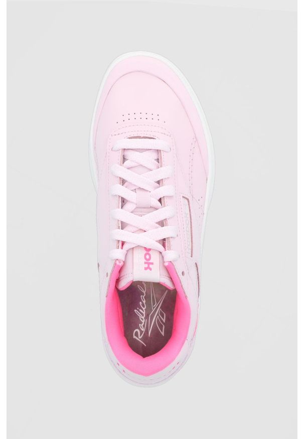 Reebok Classic - Buty skórzane Club C Double Geo. Nosek buta: okrągły. Kolor: różowy. Materiał: skóra. Obcas: na platformie. Model: Reebok Classic, Reebok Club