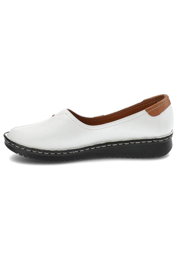 Białe Półbuty Artiker Skórzane Buty Damskie. Okazja: na spacer, na co dzień. Kolor: biały. Materiał: skóra. Styl: klasyczny, casual, elegancki