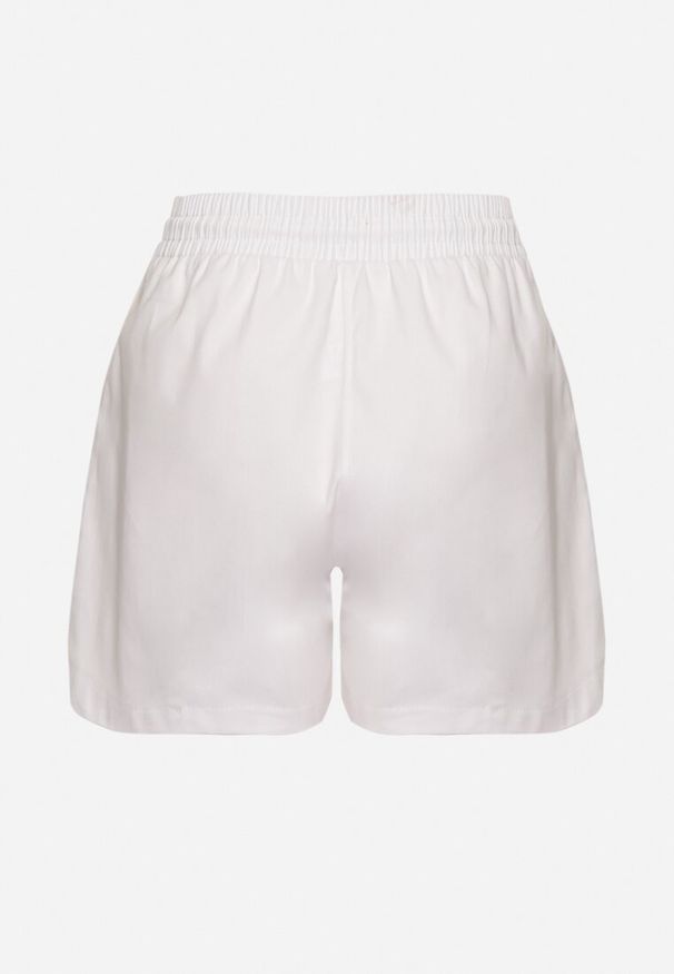 Born2be - Białe Dresowe Szorty o Prostym Kroju z Wiązaniem i Kieszeniami Foladea. Okazja: na co dzień, na spacer. Kolor: biały. Materiał: dresówka. Styl: klasyczny, casual