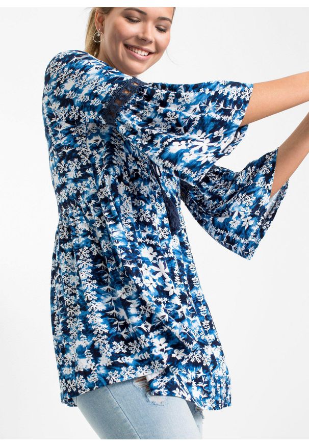 bonprix - Tunika z lejącej wiskozy. Kolor: biały. Materiał: wiskoza