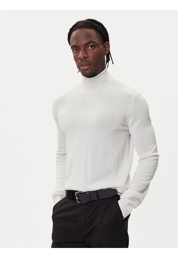 Hugo - HUGO Golf San Thomas-M 50474174 Écru Regular Fit. Typ kołnierza: golf. Materiał: wełna