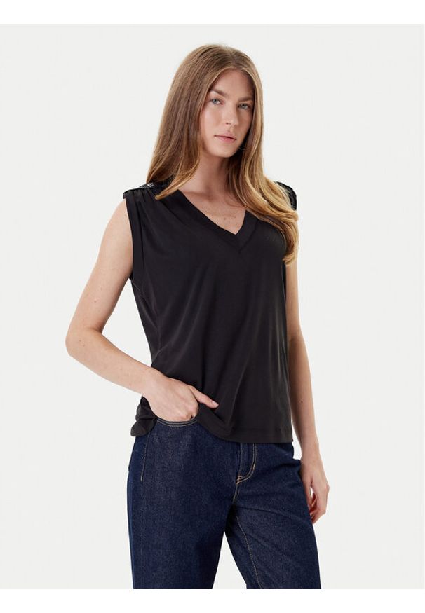 Guess Bluzka W5YP52 KCYW2 Czarny Regular Fit. Kolor: czarny. Materiał: syntetyk