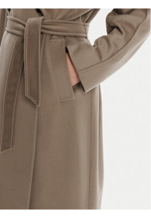 Weekend Max Mara Płaszcz wełniany Resina 2525016031 Brązowy Regular Fit. Kolor: brązowy. Materiał: wełna