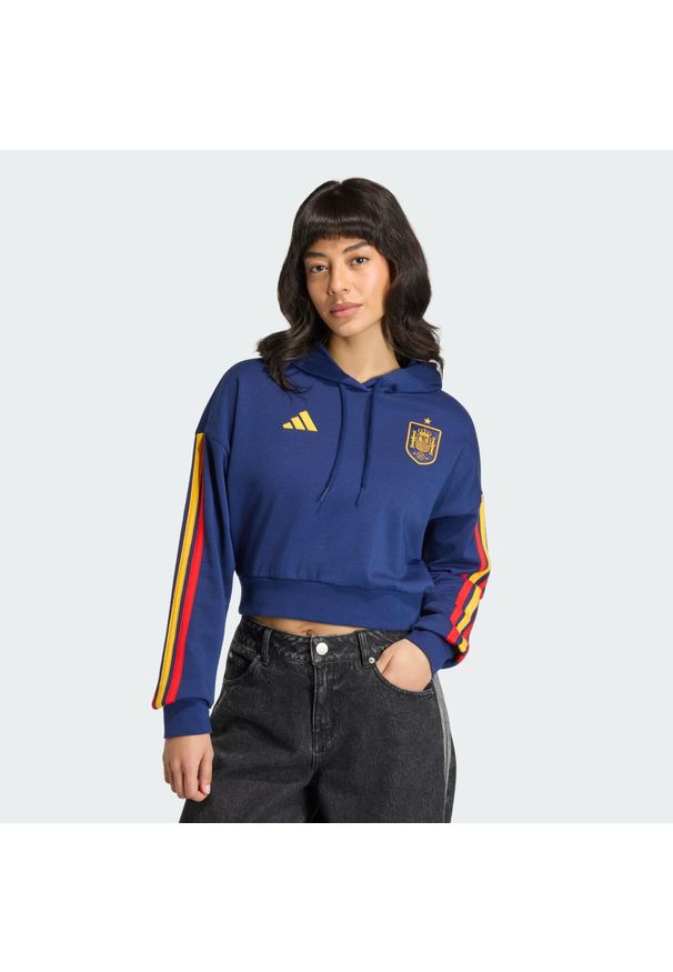 Adidas - Bluza z kapturem Spain DNA. Typ kołnierza: kaptur. Kolor: niebieski. Materiał: materiał. Sport: piłka nożna