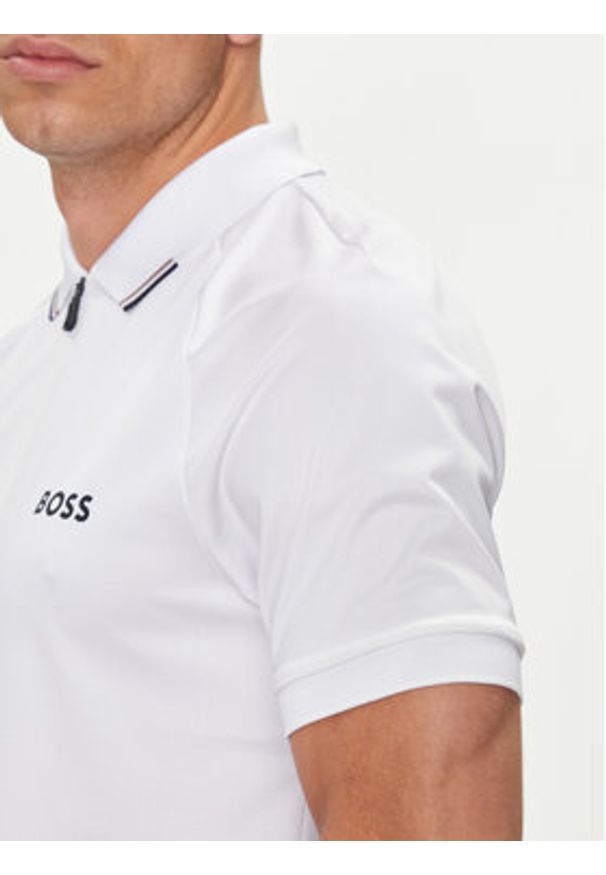 BOSS - Boss Polo Philix MB 3 350519863 Biały Slim Fit. Typ kołnierza: polo. Kolor: biały. Materiał: syntetyk