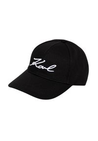 Karl Lagerfeld - KARL LAGERFELD Czarna czapka damska z daszkiem Signature Cap. Kolor: czarny. Wzór: aplikacja, haft. Styl: casual, elegancki #3