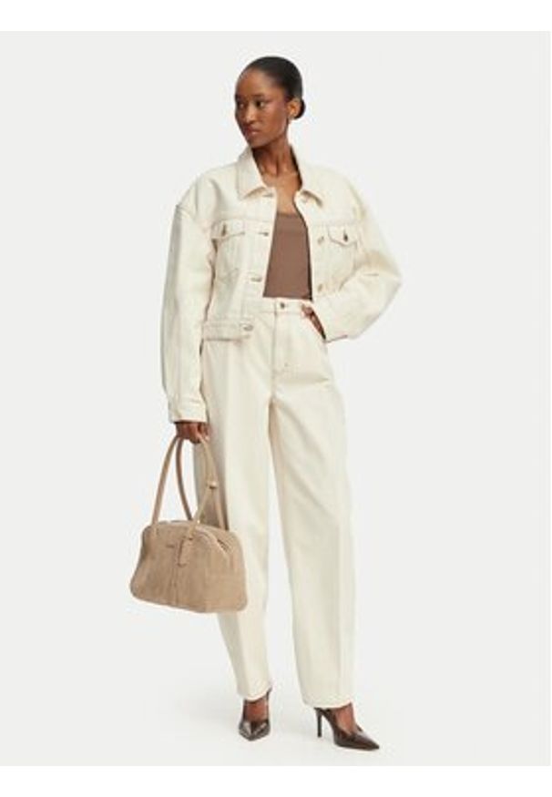 Hugo - HUGO Kurtka jeansowa Gisolia 50559618 Écru Relaxed Fit. Kolor: kremowy. Materiał: bawełna