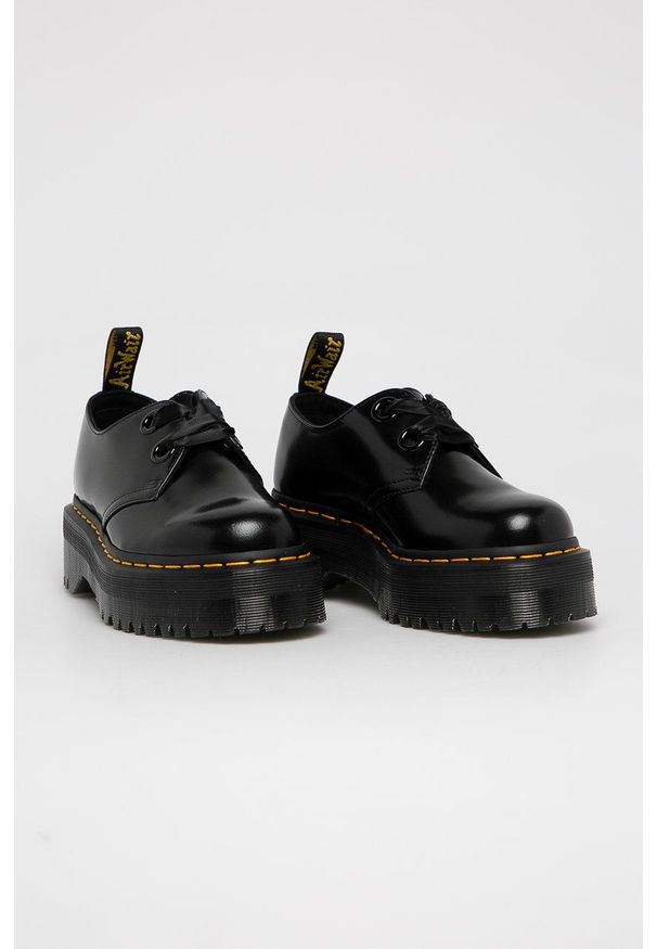 Dr. Martens - Półbuty skórzane Holly. Nosek buta: okrągły. Zapięcie: sznurówki. Kolor: czarny. Materiał: skóra. Obcas: na platformie