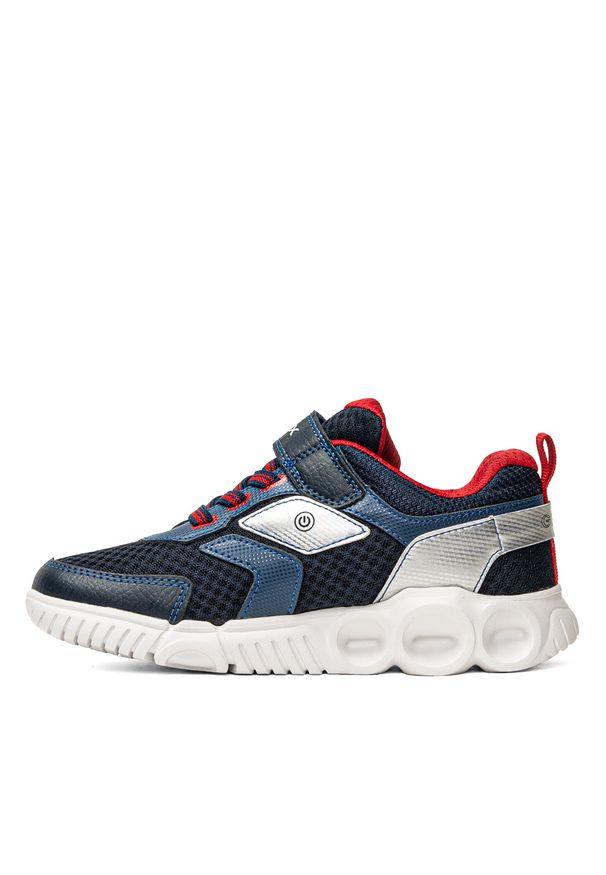 Geox - Sneakersy dziecięce granatowe GEOX J Wroom Boy. Kolor: niebieski. Materiał: materiał. Sport: bieganie