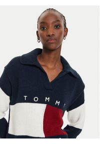 Tommy Jeans Sweter Flag Rugby DW0DW18677 Granatowy Relaxed Fit. Kolor: niebieski. Materiał: syntetyk #5