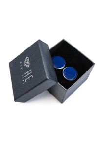 Modini - Srebrne spinki smokingowe z niebieskim oczkiem H86. Kolor: srebrny, wielokolorowy, niebieski #4