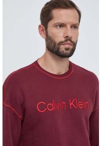 Calvin Klein Underwear bluza bawełniana lounge kolor bordowy z nadrukiem. Kolor: czerwony. Materiał: bawełna. Wzór: nadruk