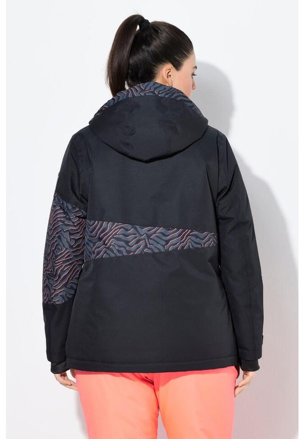 ULLA POPKEN - Damskie Kurtka performerska wodoodporna dwukierunkowy zamek błyskawiczny kaptur. Kolekcja: plus size. Kolor: czarny. Materiał: poliester. Sport: turystyka piesza