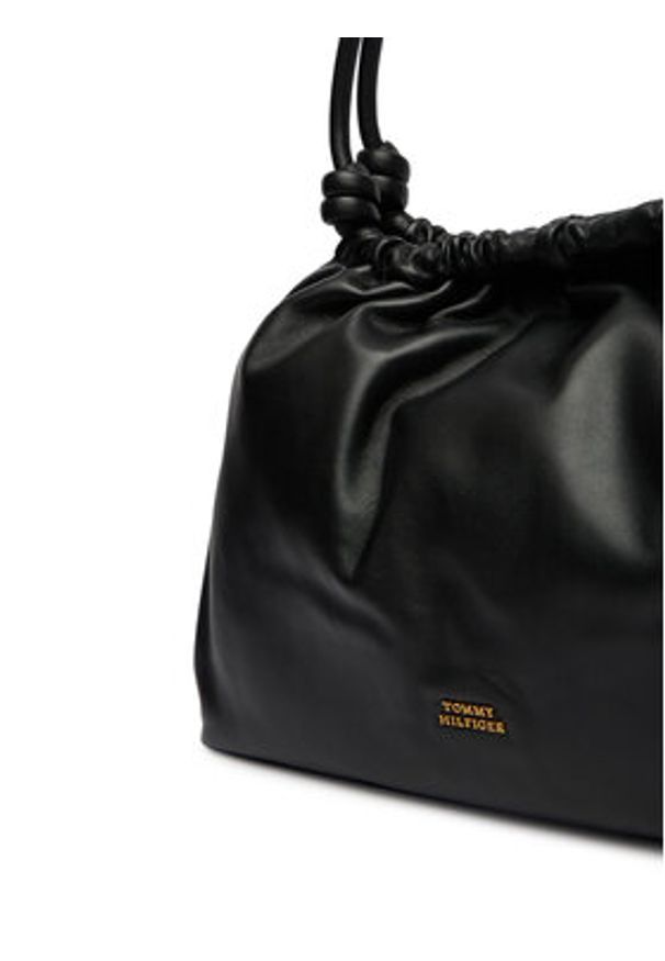 TOMMY HILFIGER - Tommy Hilfiger Torebka Th Soft Leather Hobo AW0AW18376 Czarny. Kolor: czarny. Materiał: skórzane